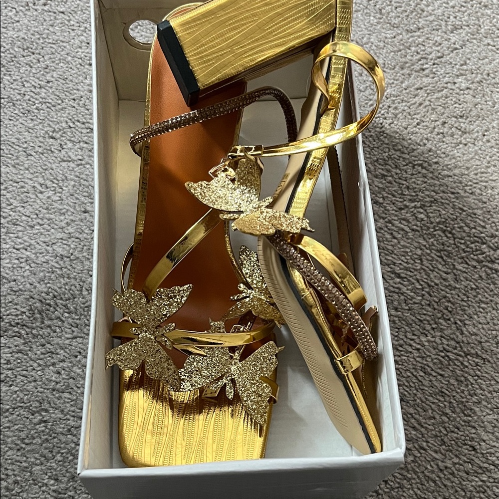 Elegant Gold Butterfly Women's heels